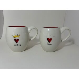 Magenta Exclusive Darling Love Heart Crown Ceramic Mug‎ Set White Red Interior